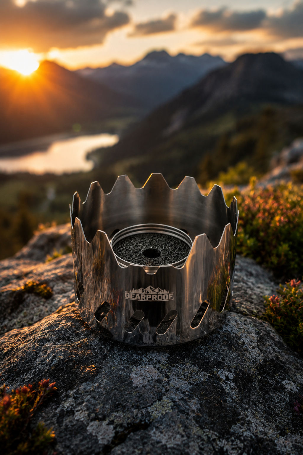 GEARPROOF FireLite+ Ultraleicht Spirituskocher 54mm - passend zum Titan-Topfhalter 54mm