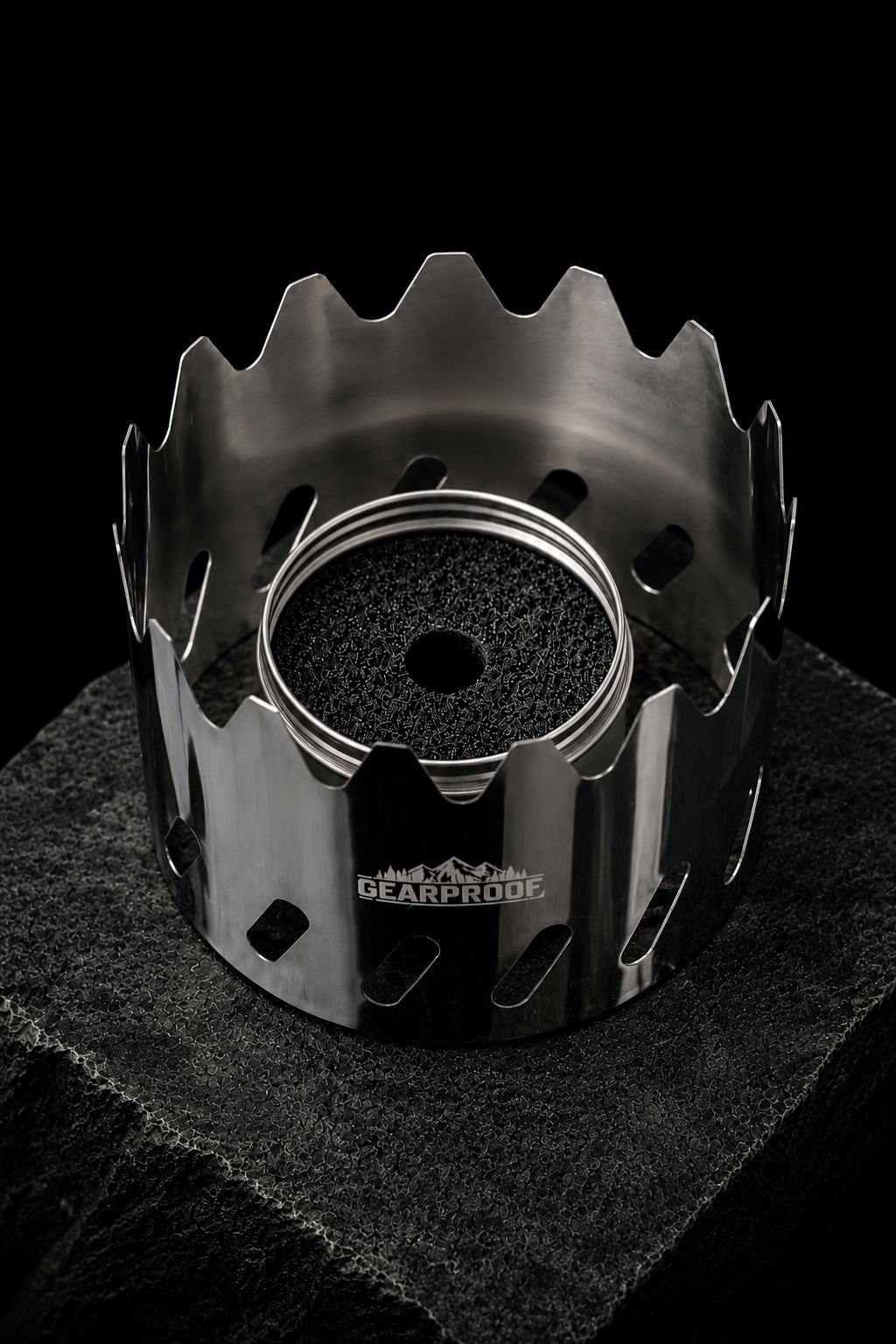 GEARPROOF FireLite+ Ultraleicht Spirituskocher 54mm - passend zum Titan-Topfhalter 54mm